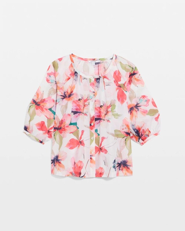 Cotton Voile Croix Collage Blouse - image 5